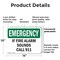 Signmission If Fire Alarm Sounds Call 911 Emergency Sign, Plastic, 14in W x 10in L, 2PK OS-2PACK-EM-P-1014-L-10393 - alternate 8